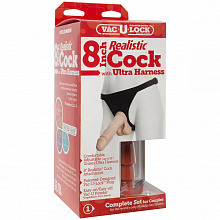 Doc Johnson Набор «Ultra Harness Set 3» из реалистичной насадки и трусиков, цвет телесный