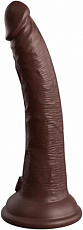 King Cock Elite 7" Dual Density Silicone Dong - Фаллоимитатор реалистик, 21х3.5 см, коричневый